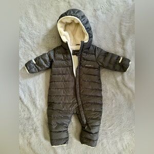 Eddie Bauer infant down snowsuit 3-6M gray with cream lining